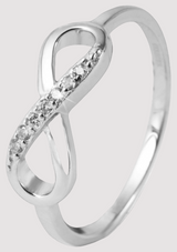 925 Echt Silber Damen Ring / Infinity mit Zirkoniabesatz