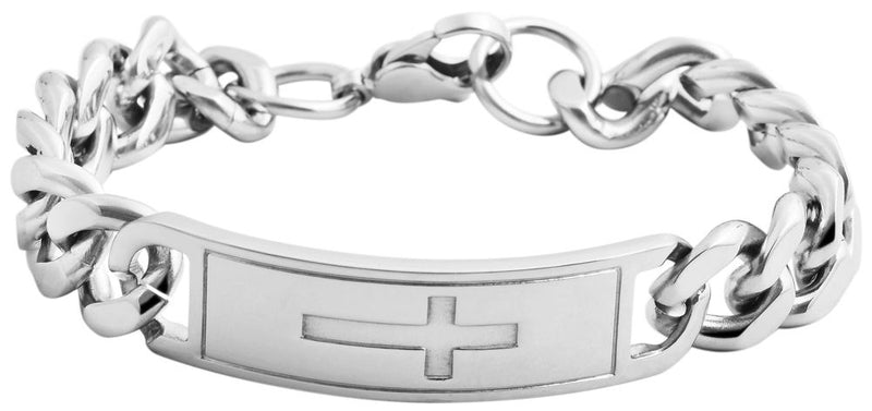 Panzerketten-Armband-Kreuz aus Edelstahl für Herren