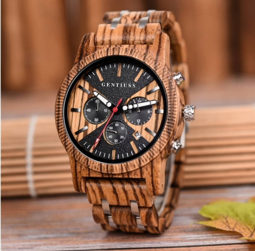 Stilvolle Uhr aus Zebraholz für Charakterstarke Männer - Gentiuss 
