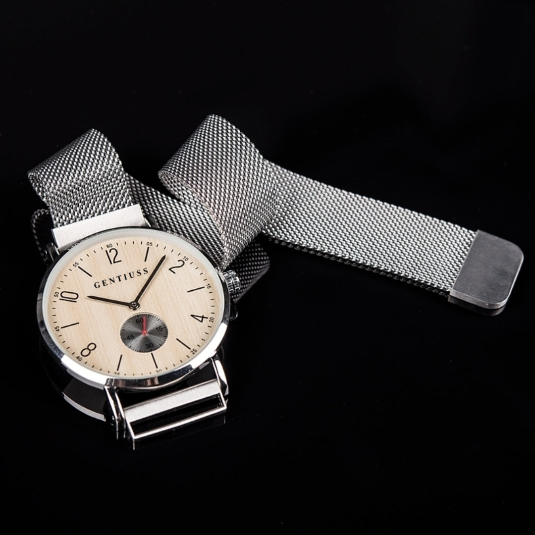 Minimalist stainless steel mesh watch
