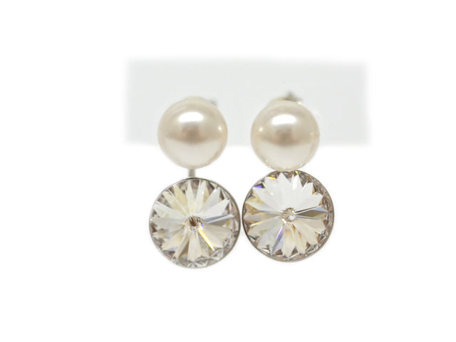 Damen Ohrhänger Silber-Perl-Swarovski-White Crystal - Gentiuss