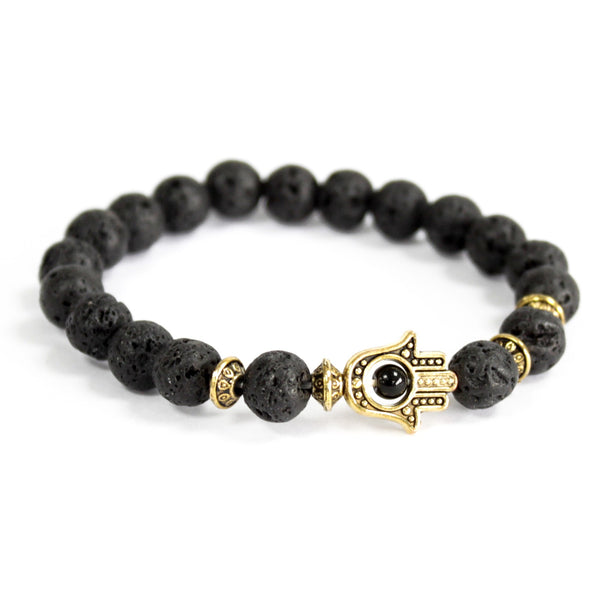 Hamsa/Lavastein-Edelstein Armband - Gentiuss