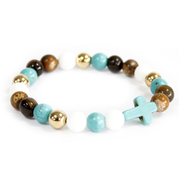 Türkis Kreuz-Edel Perlen-Armband - Gentiuss