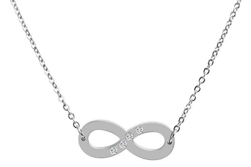 Damen Schmuckset aus Edelstahl-Kette und Ohrstecker-Unendlichkeit-Gentiuss